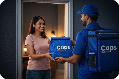 CAPS delivery partner handing order to customer